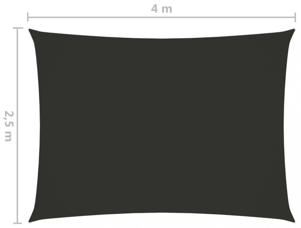 antracitszürke téglalap alakú oxford-szövet napvitorla 2,5x4 m