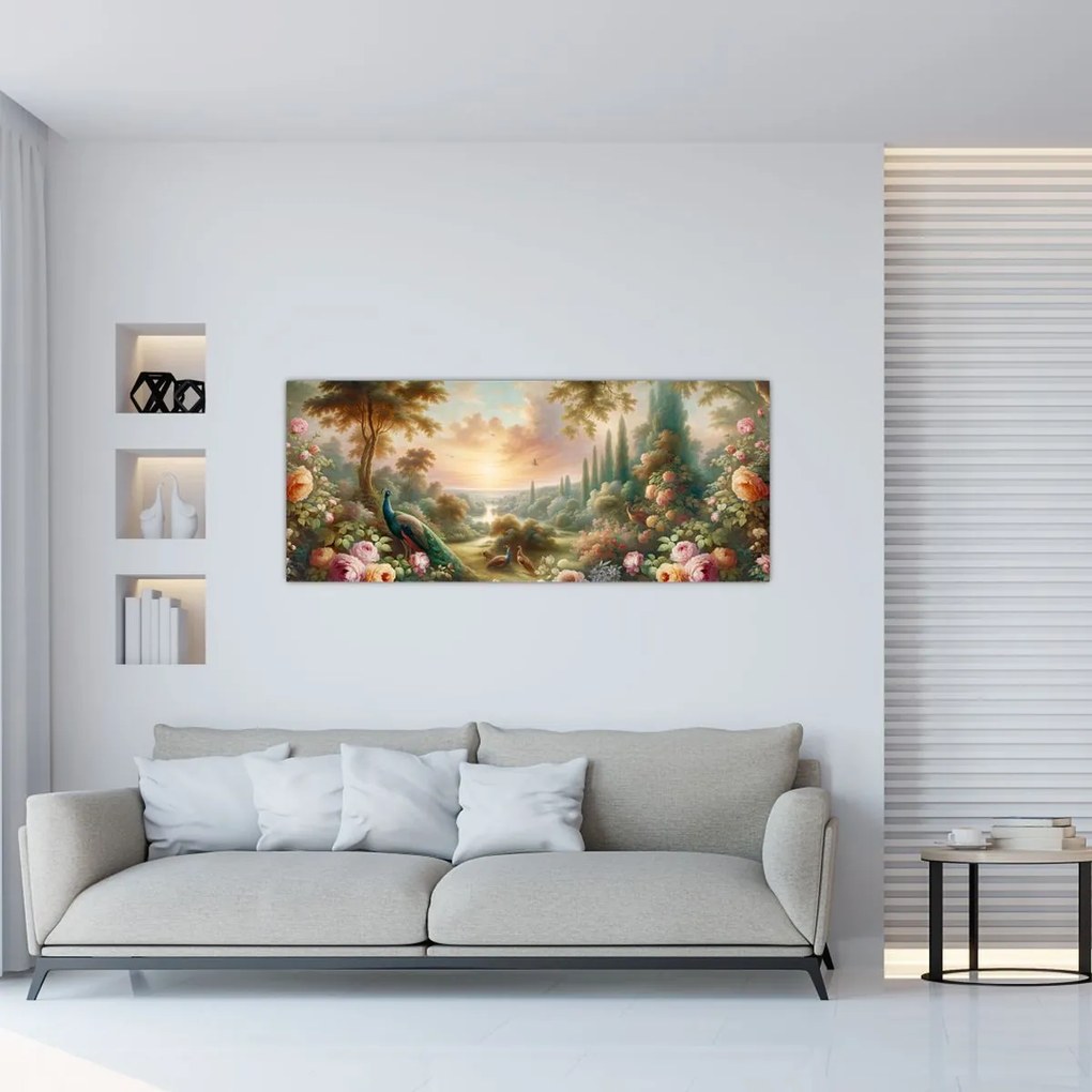 Kép - Pávák a kertben (120x50 cm)