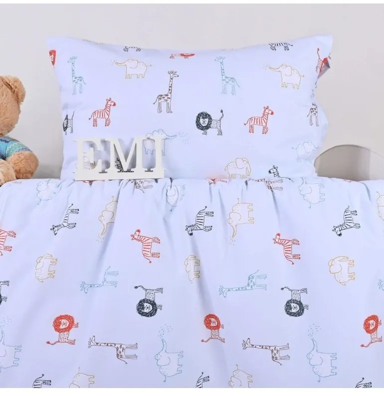 EMI Animals világoskék gyerek ágyneműhuzat, Kis hengeres párnahuzat