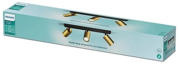 Philips - Fürdőszobai spotlámpa IDRIS 3xGU10/5W/230V IP44 fekete/arany