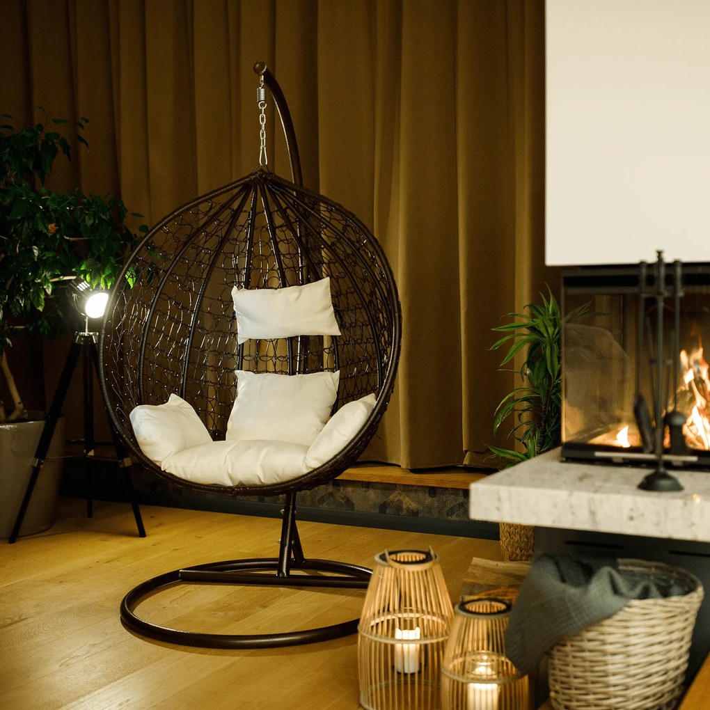 Függőfotel, réz/barna/krém, NOLAN NEW