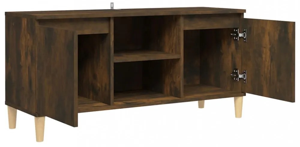 füstös tölgy színű TV-szekrény tömör falábakkal 103,5x35x50 cm