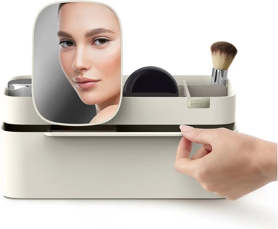 Bézs műanyag fürdőszobai rendszerező kozmetikumokhoz Viva – Joseph Joseph