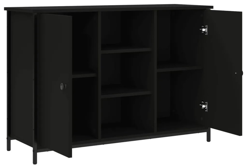 fekete szerelt fa tálalószekrény 100 x 35 x 70 cm