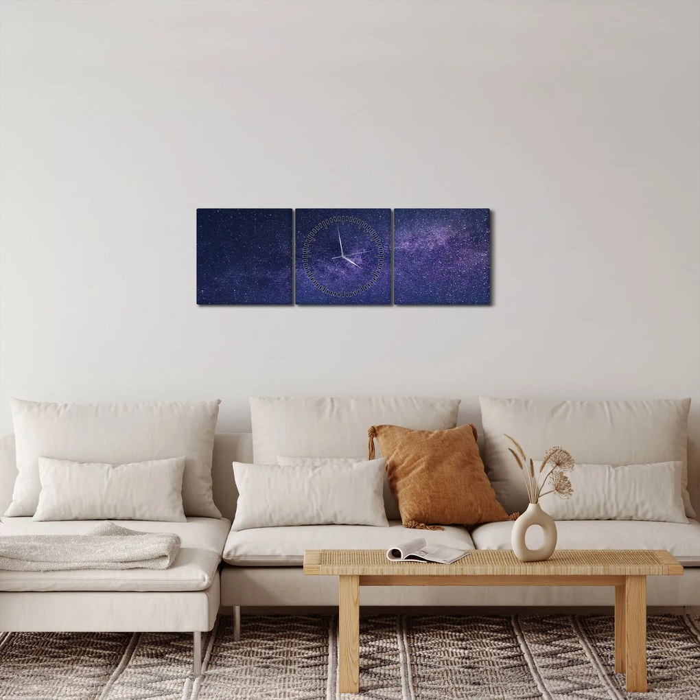 Éjszakai égbolt képe (órával) (90x30 cm)