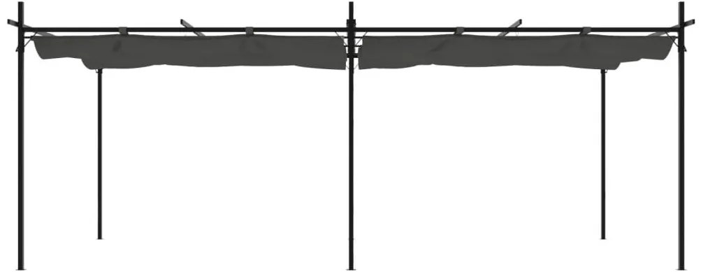 antracitszürke pergola behúzható tetővel 589 x 292 x 230 cm