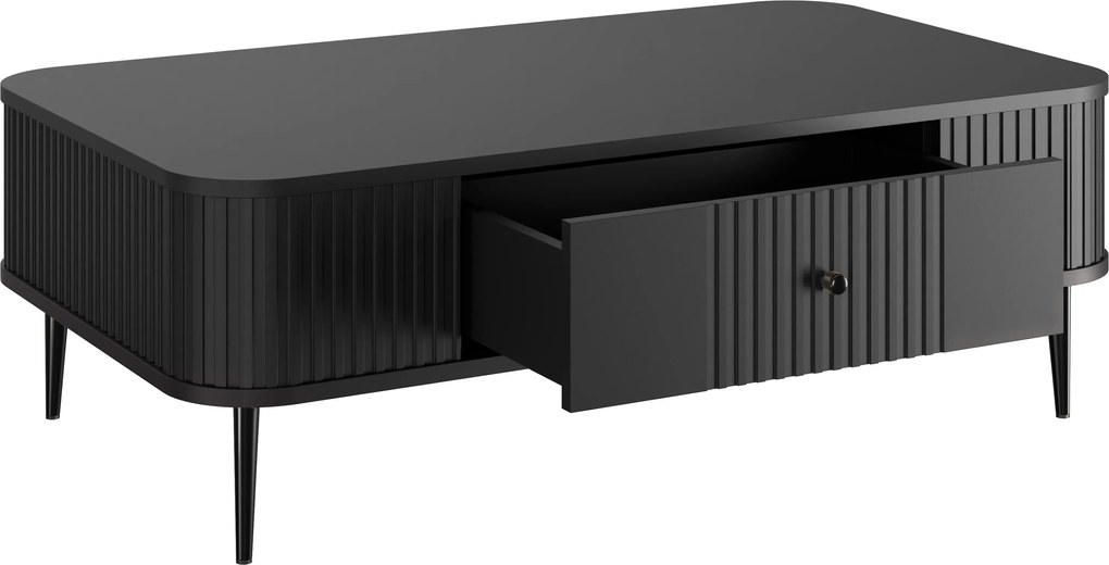 Vesper dohányzóasztal 103x60 cm fiókkal - fekete / fekete lábak