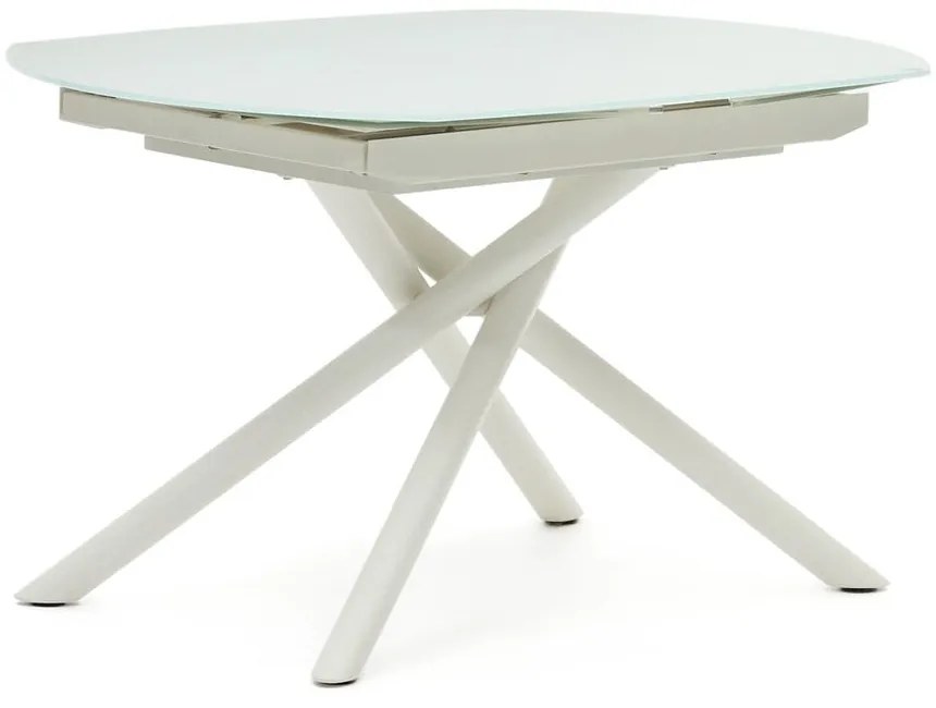 Fehér bővíthető étkezőasztal üveg asztallappal 100x130 cm Yodalia – Kave Home