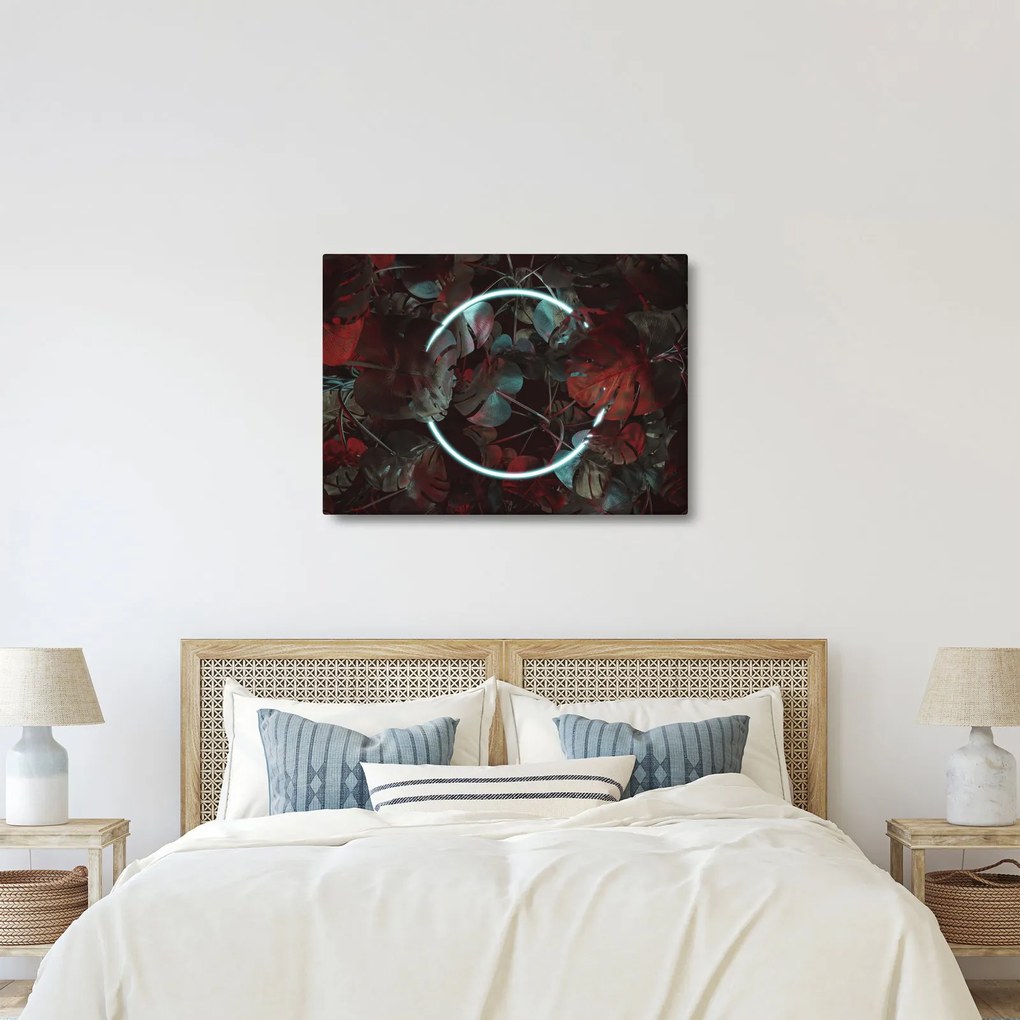 Kép - Neon kör a pálmafák között (70x50 cm)
