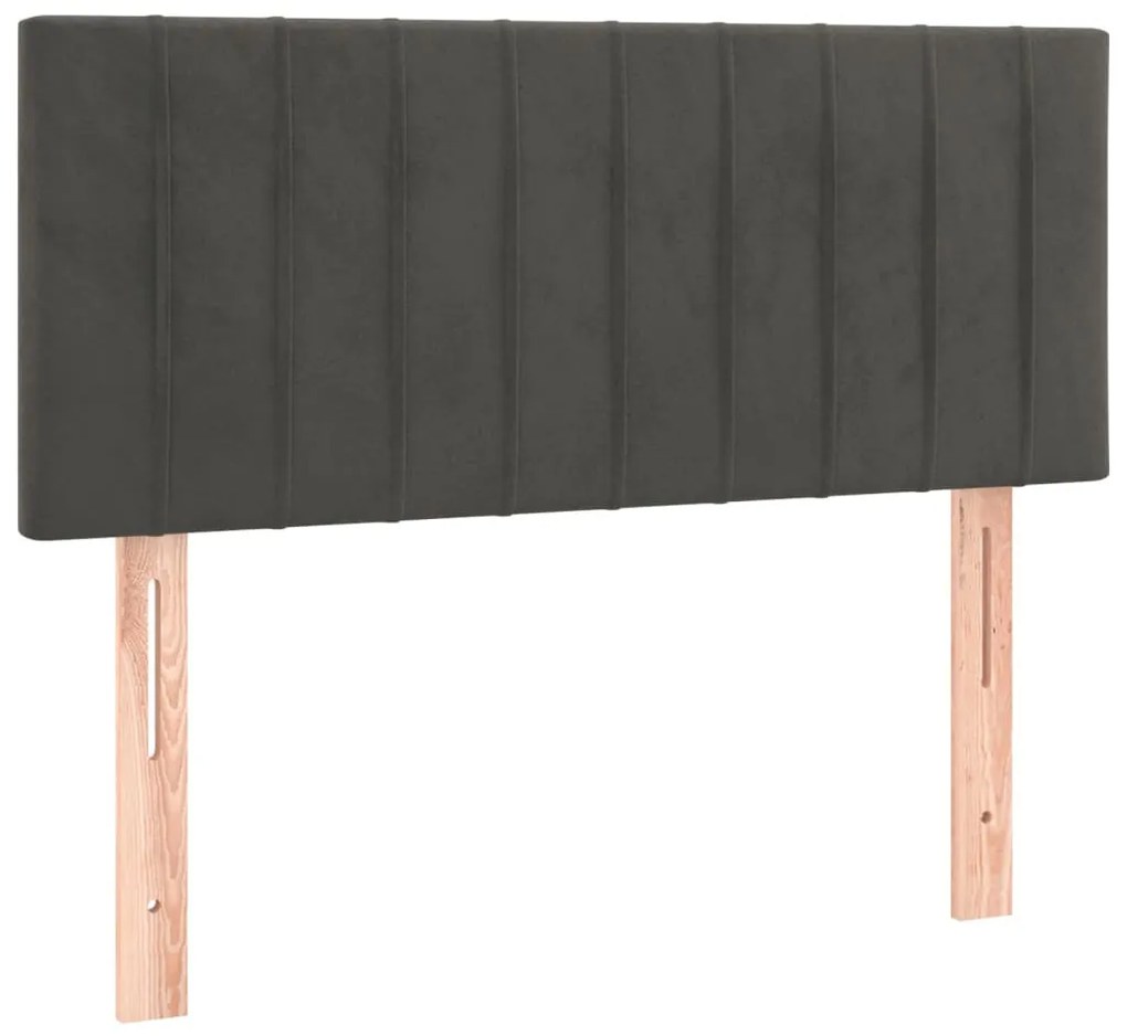 sötétszürke bársony rugós ágy matraccal 100 x 200 cm