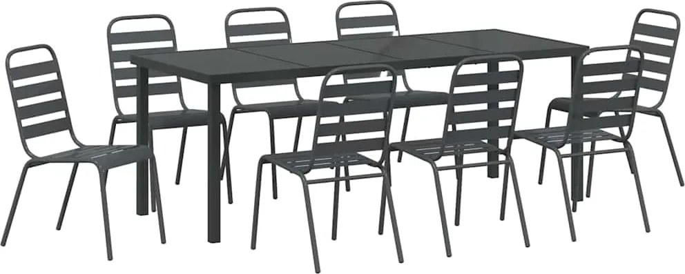 vidaXL Kert étkező szett 9 pcs Antracit Porszórt acél