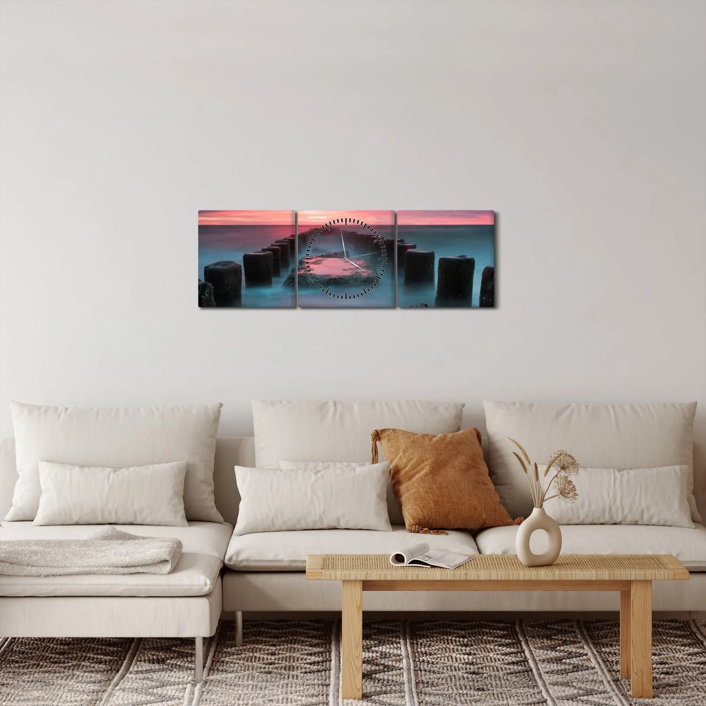 Kép - Sziklák a tenger (órával) (90x30 cm)