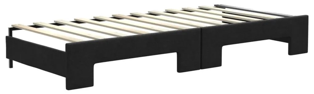 fekete kihúzható szövet heverő matracokkal 80 x 200 cm