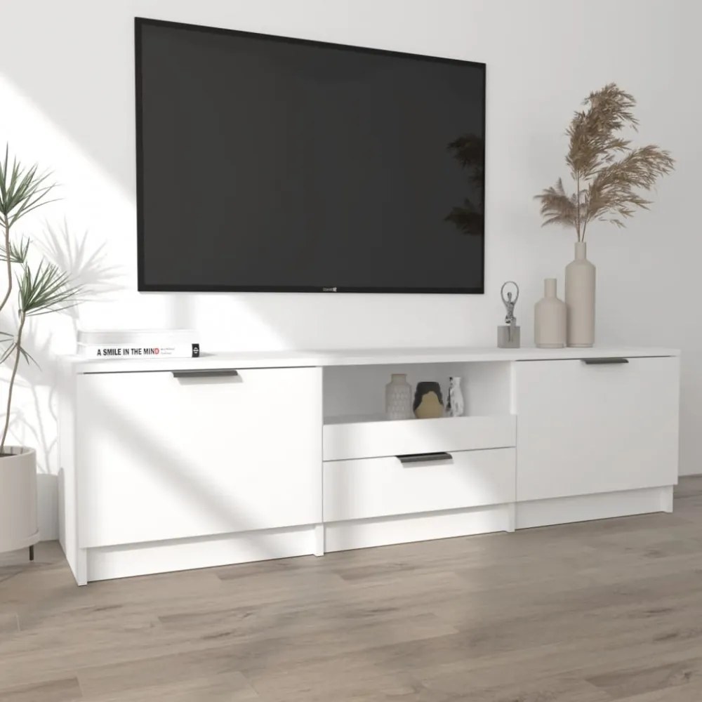 fehér szerelt fa TV-szekrény 140 x 35 x 40 cm