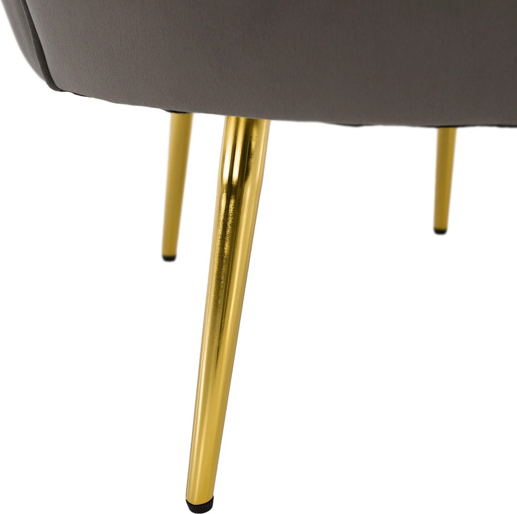 Art-deco stílusú fotel, szürkésbarna Velvet szövet/gold arany króm, NOBLEO