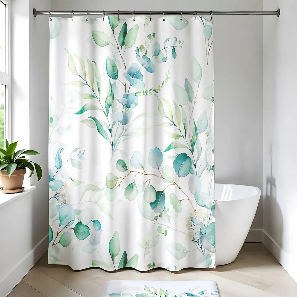 Zuhanyfüggöny Poliészter Eukaliptusz Mintás 180 X 200 CM