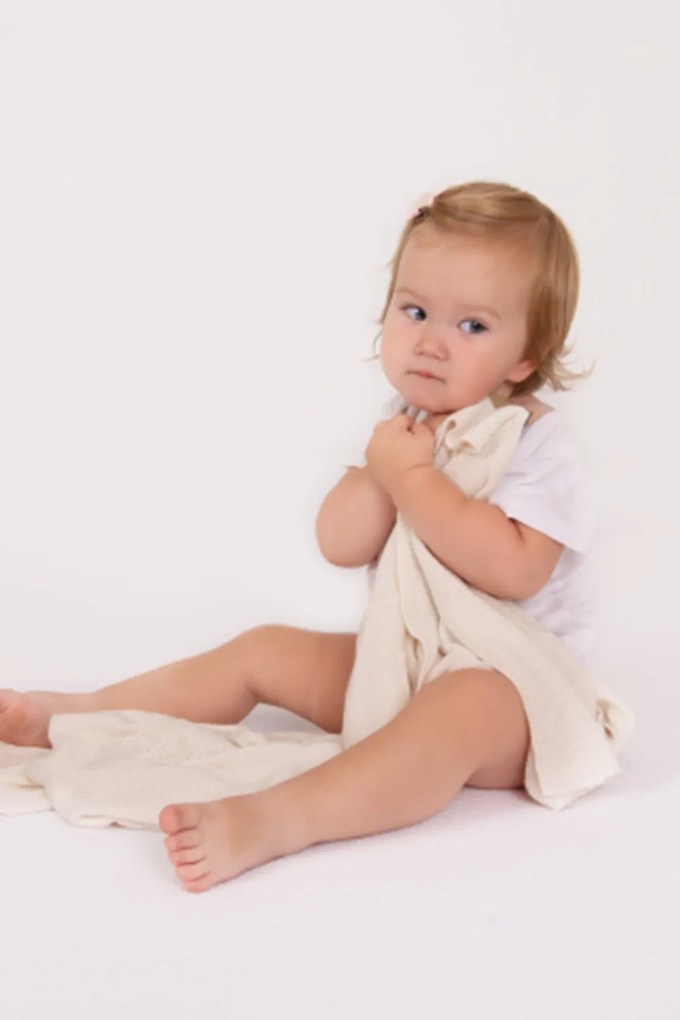 Thai bambuszszálas gyermekpléd, krémszínű fehér