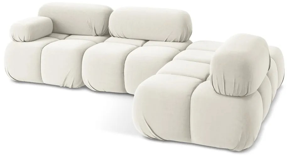 Fehér bársony moduláris sarokkanapé (jobb oldali) Lokua – Makamii