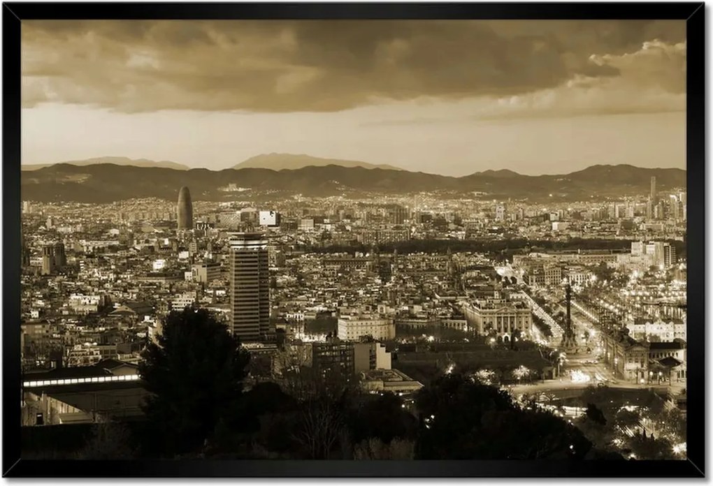 Poszterek keretben 60x40 Éjszakai felvétel Barcelonából