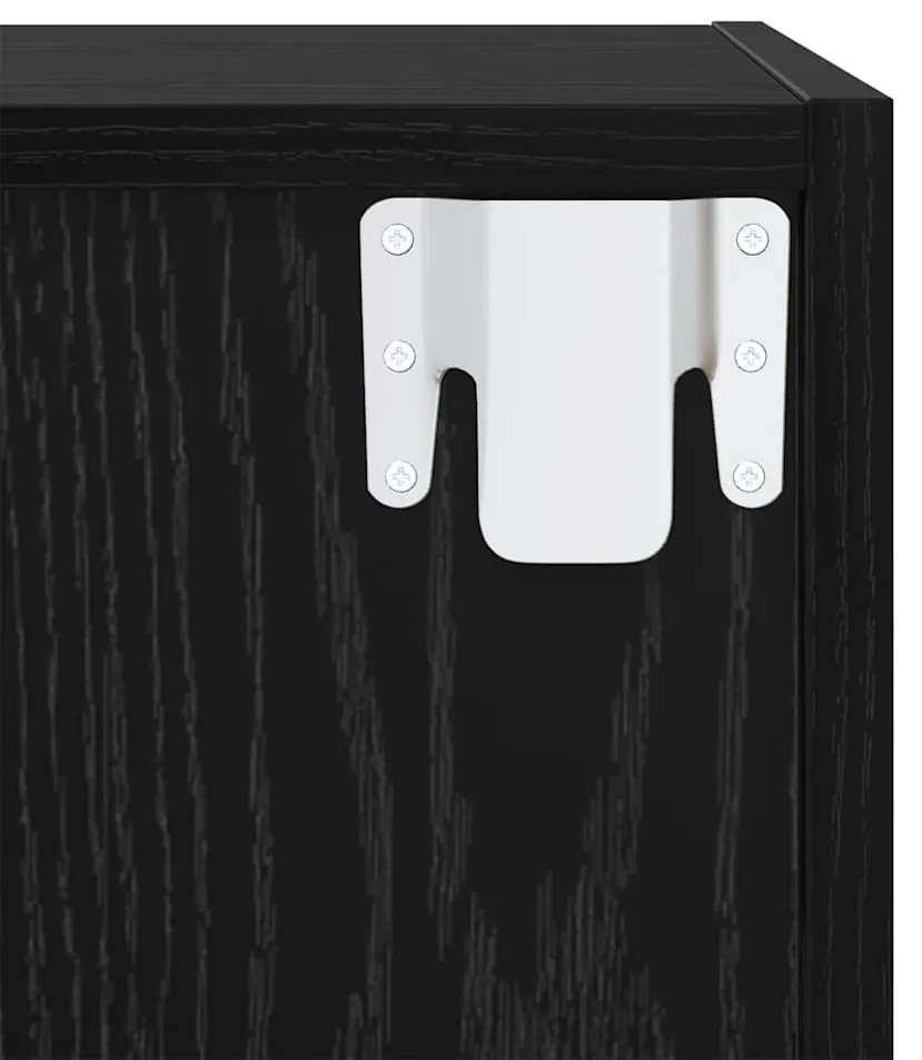 Fali TV Szekrény 2 pcs Fekete tölgy 37 x 37 x 72 cm Faanyag
