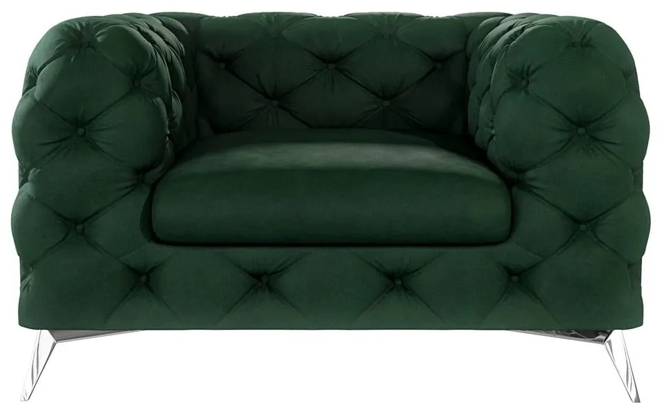 Sötétzöld bársony fotel Chelsea – Ropez