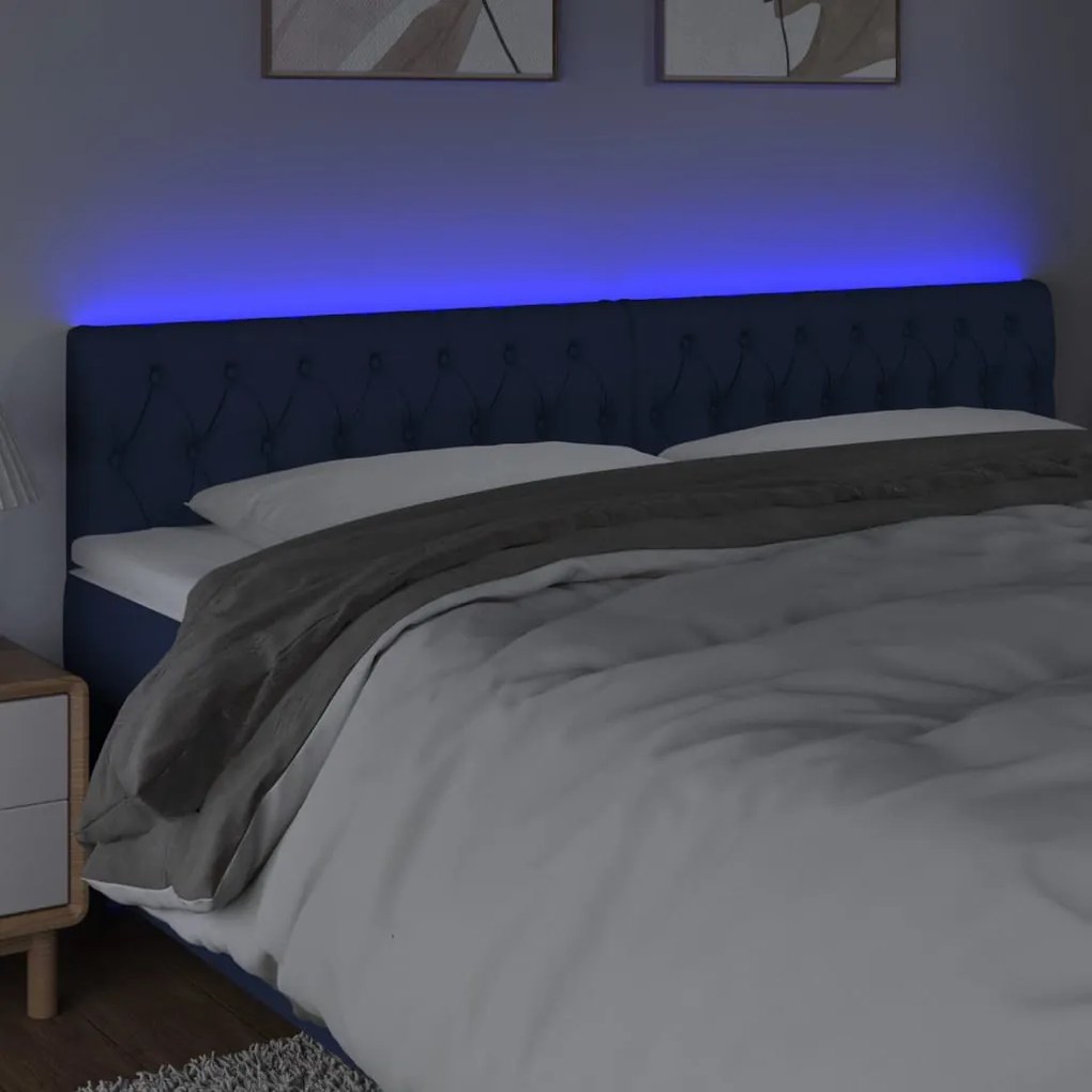 kék szövet LED-es fejtámla 180x7x78/88 cm