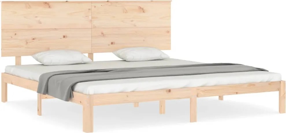 vidaXL tömör fa ágykeret fejtámlával Super King Size