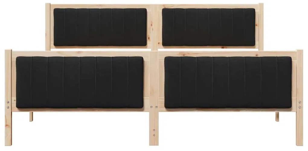 Ágykeret fejtámlával Barna és fekete 180 x 200 cm Tömör fenyőfa