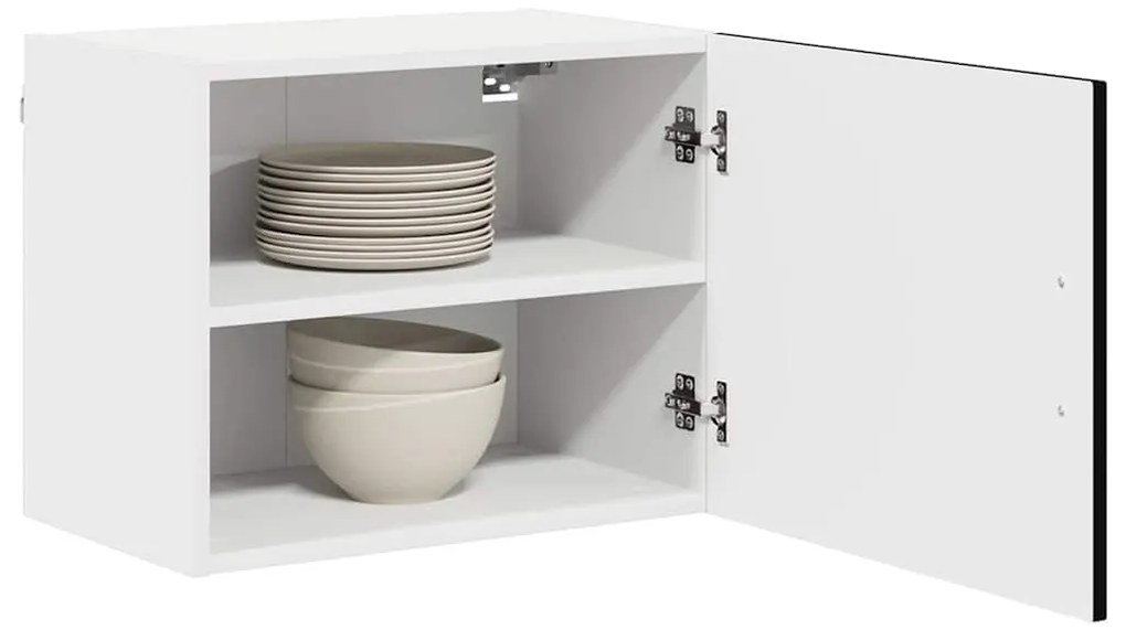 Fali konyhaszekrény polcokkal Fekete 50 x 31 x 40 cm Faanyag