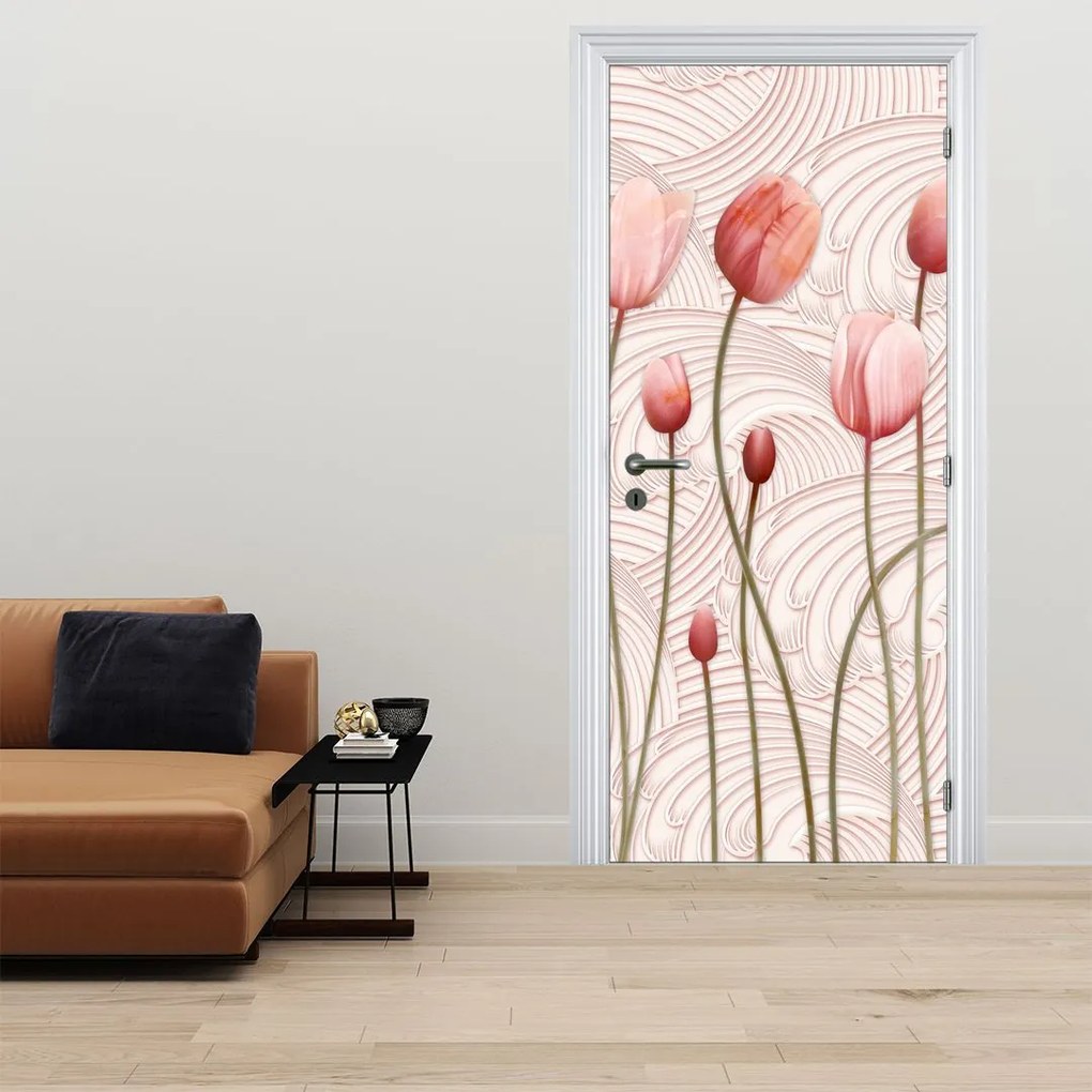 Fotótapéta ajtóra - Rózsaszín tulipán (95x205cm)