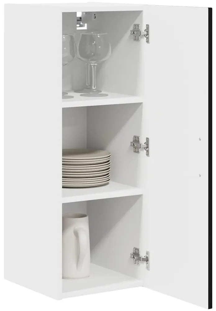 Fali konyhaszekrény 2 pcs Fekete 30 x 31 x 80 cm Faanyag