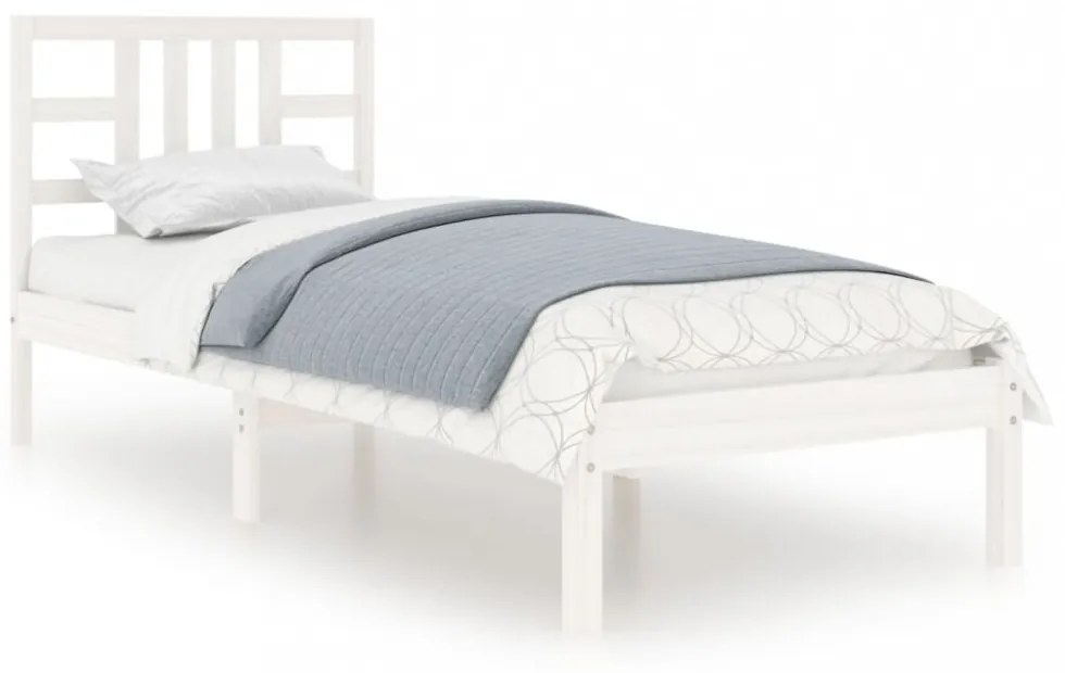 fehér tömör fa ágykeret 100 x 200 cm