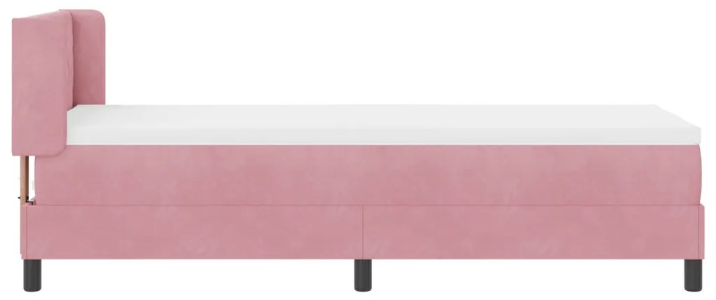 Boxspring Ágy Matrac Sötét Rózsaszín 80x200 cm Bársony