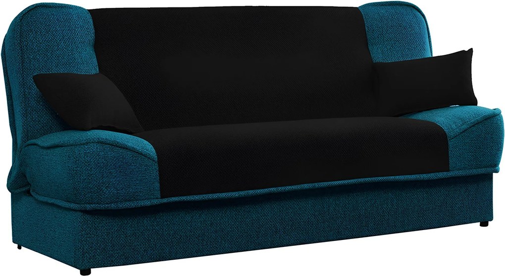 Kanapé ágyfunkcióval, türkiz/fekete, ASIA NEW