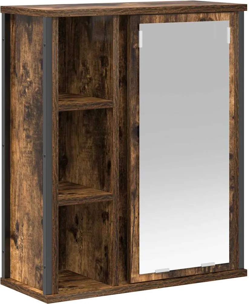 vidaXL füstölt tölgy fürdőszoba fali szekrény tükörrel 50x21x60 cm