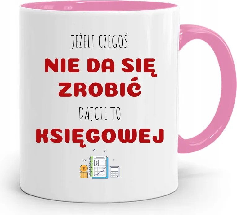 Rózsaszín Bögre Ajándék Könyvelőnek, fényképes nyomattal