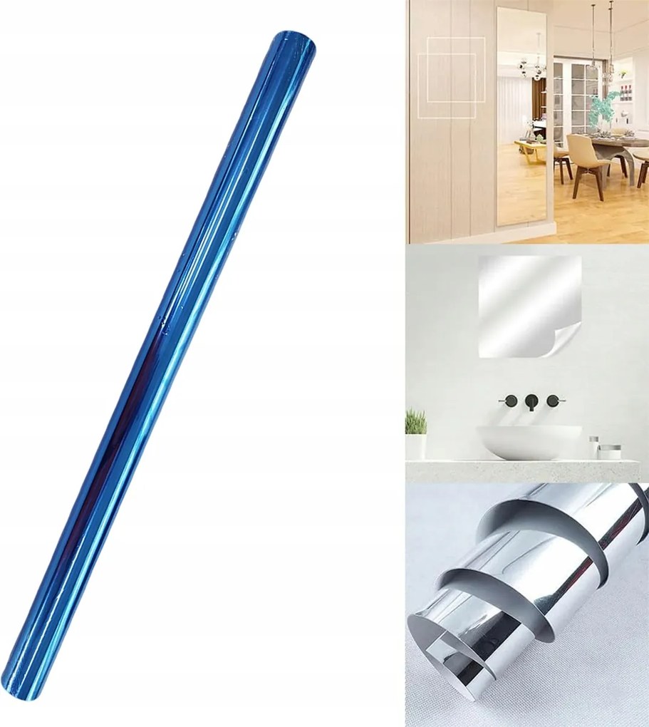 Tükörfólia Öntapadós Tükör 200X60 cm Bútorra Ragasztható Fal