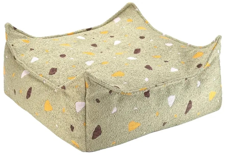 Zöld buklé-zsenília gyerek babzsákfotel Terrazzo Square – Wigiwama