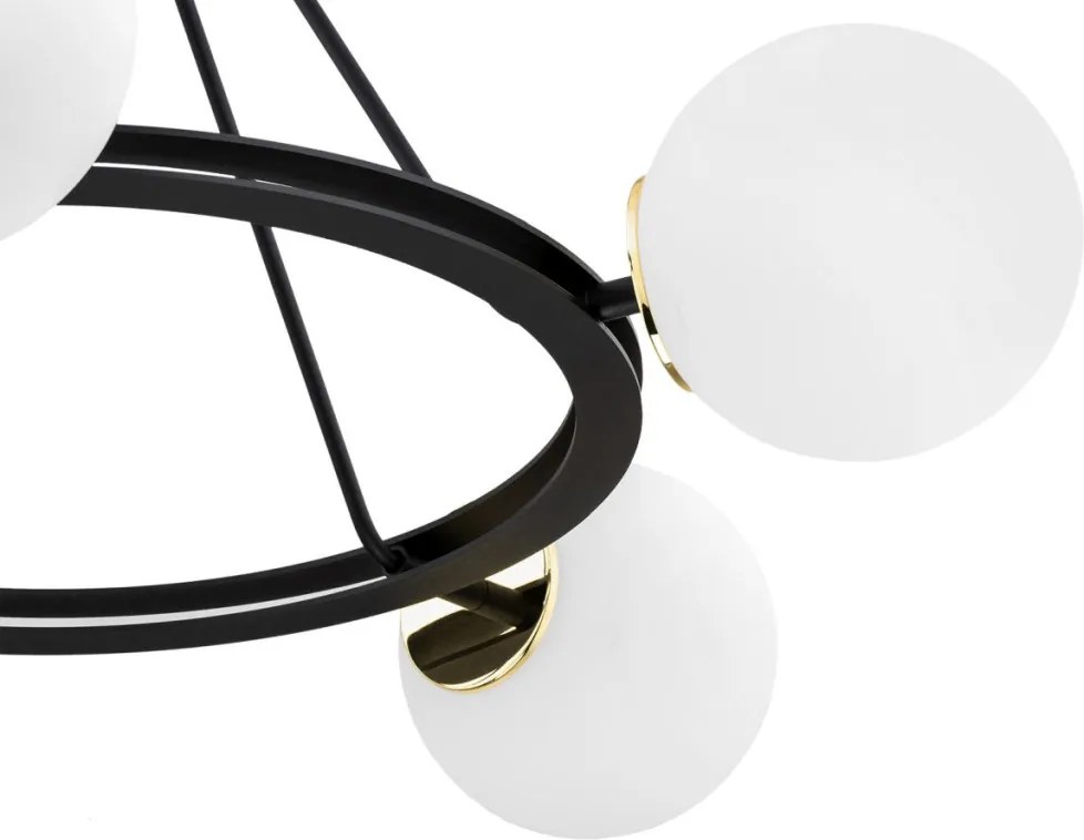 ARGON 2119 AMALFI Modern Csillár Fekete, Sárgaréz, Opál Szőnyeg E27 IP20
