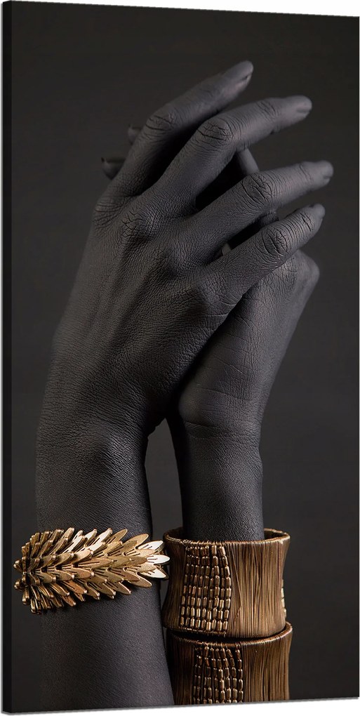 Vászonkép Fekete kezek Arany díszek Művészet 60x120 cm