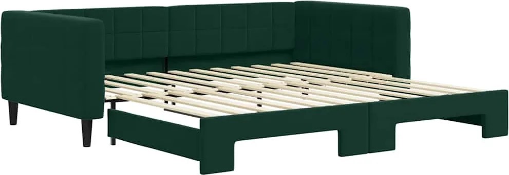 vidaXL sötétzöld kihúzható bársonyheverő 100 x 200 cm