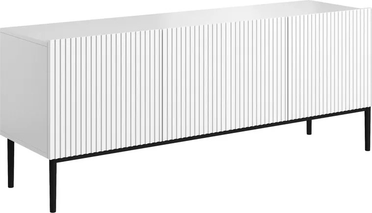 Nicole 150 cm-es TV-szekrény - matt fehér / fekete lábak