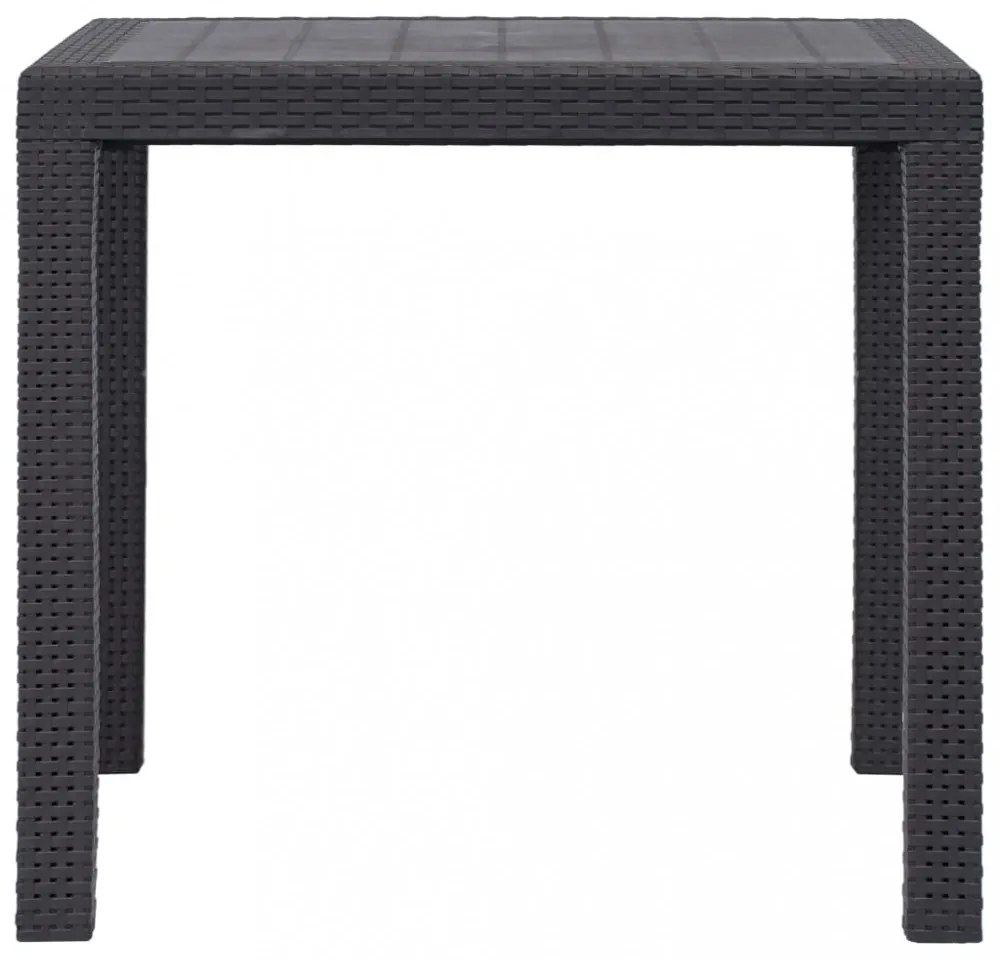 barna rattan küllemű műanyag kerti asztal 79 x 79 x 72 cm