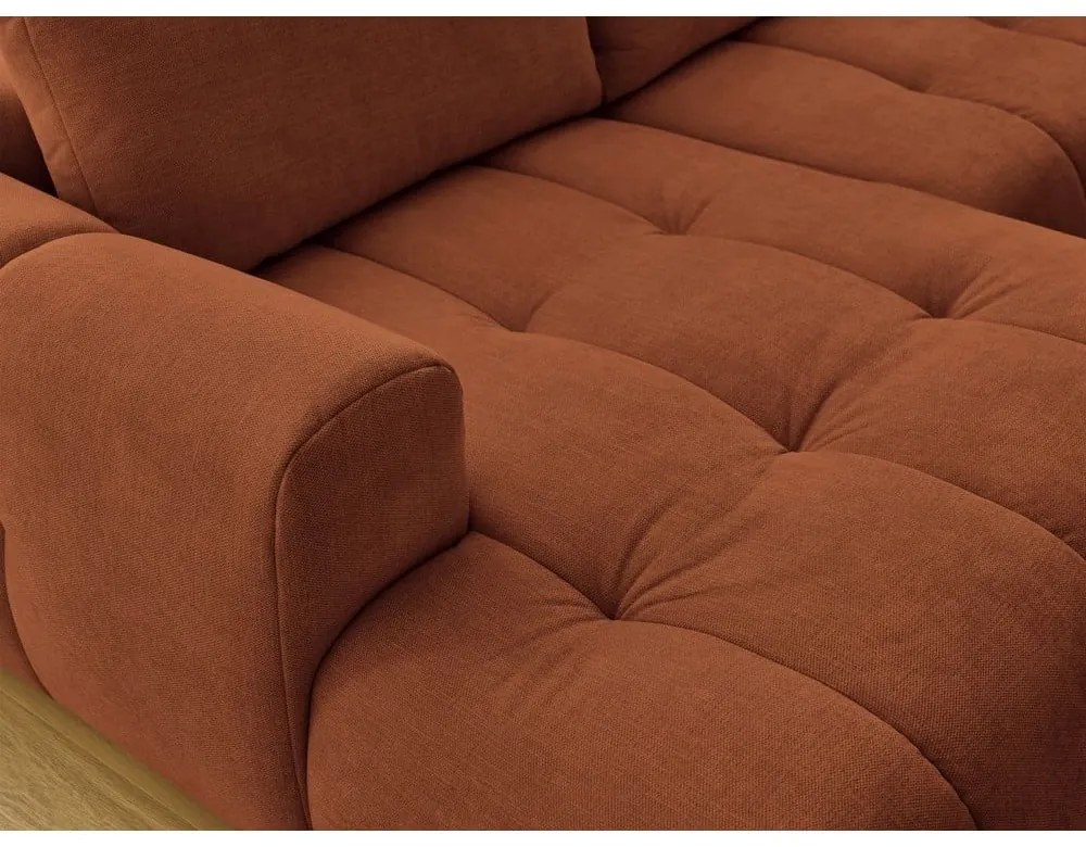 Téglavörös kinyitható-tárolóhelyes sarokkanapé (jobb oldali-U alakú) Fuji – Bobochic Paris