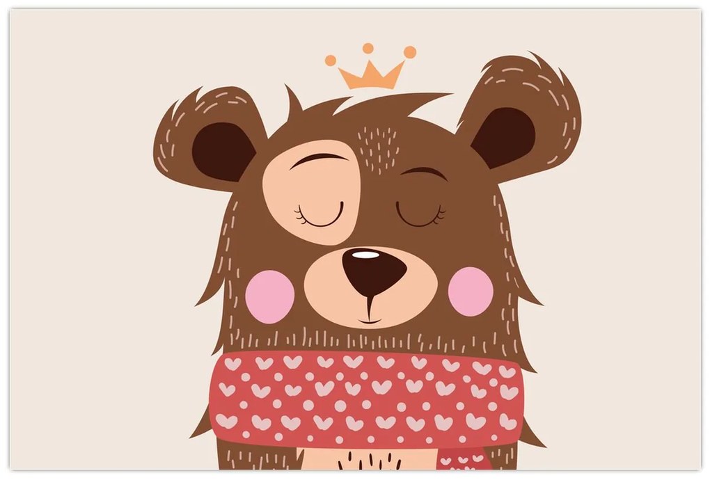 Kép - Teddy maci piros sállal (90x60 cm)