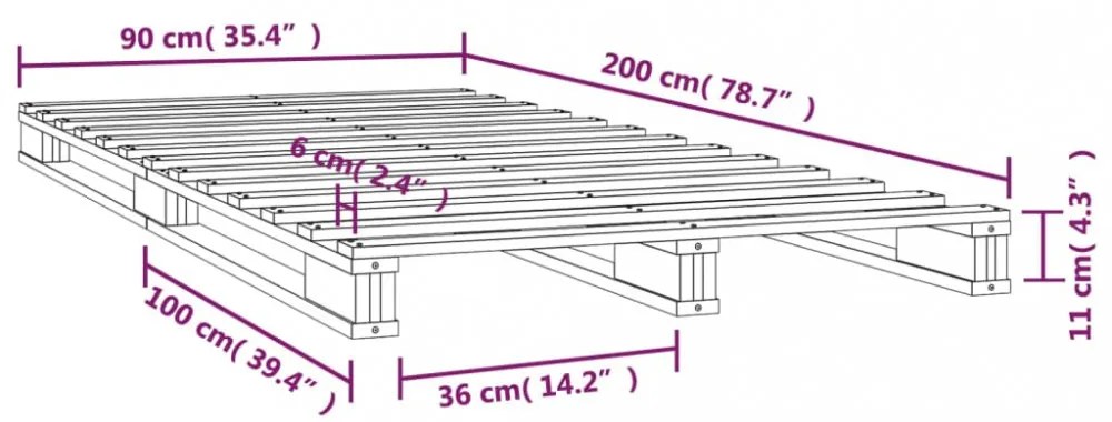 tömör fenyőfa raklapágy 90 x 200 cm