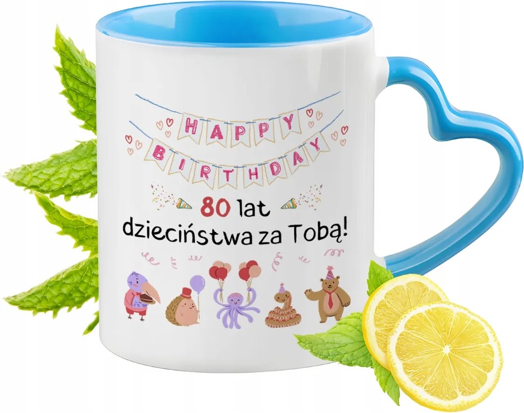 Születésnap 80 80-es 80-as évek Kék Bögre Szív Alakú Füllel Ajándék