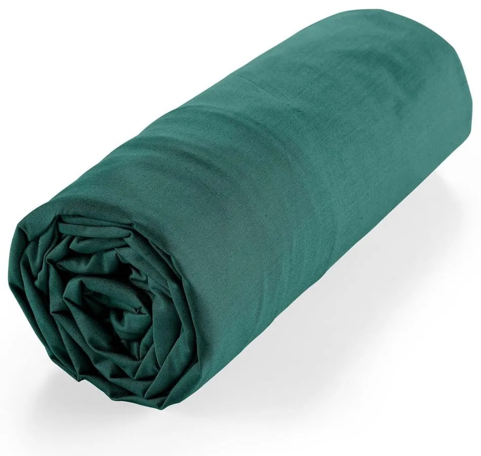 Zöld gumis bio pamut lepedő 160x200 cm Biolina – douceur d'intérieur
