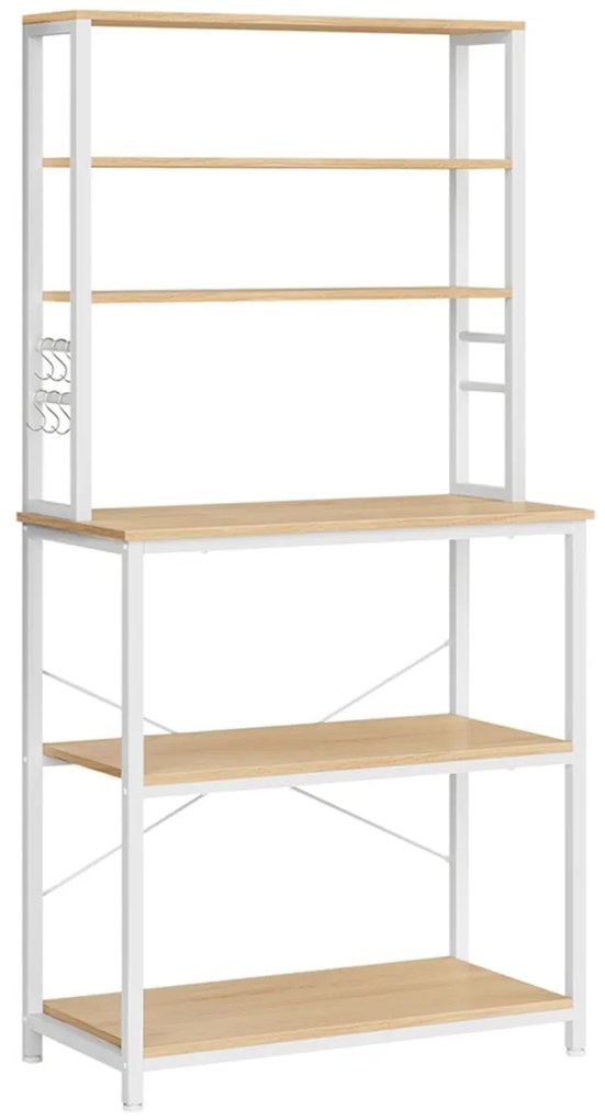 Konyhai polc LORANO 167x80 cm, fehér / tölgy dekoráció