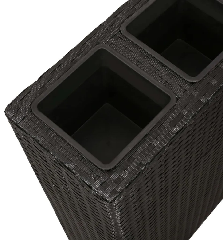 Fekete polyrattan kerti magaságyás 4 kaspóval